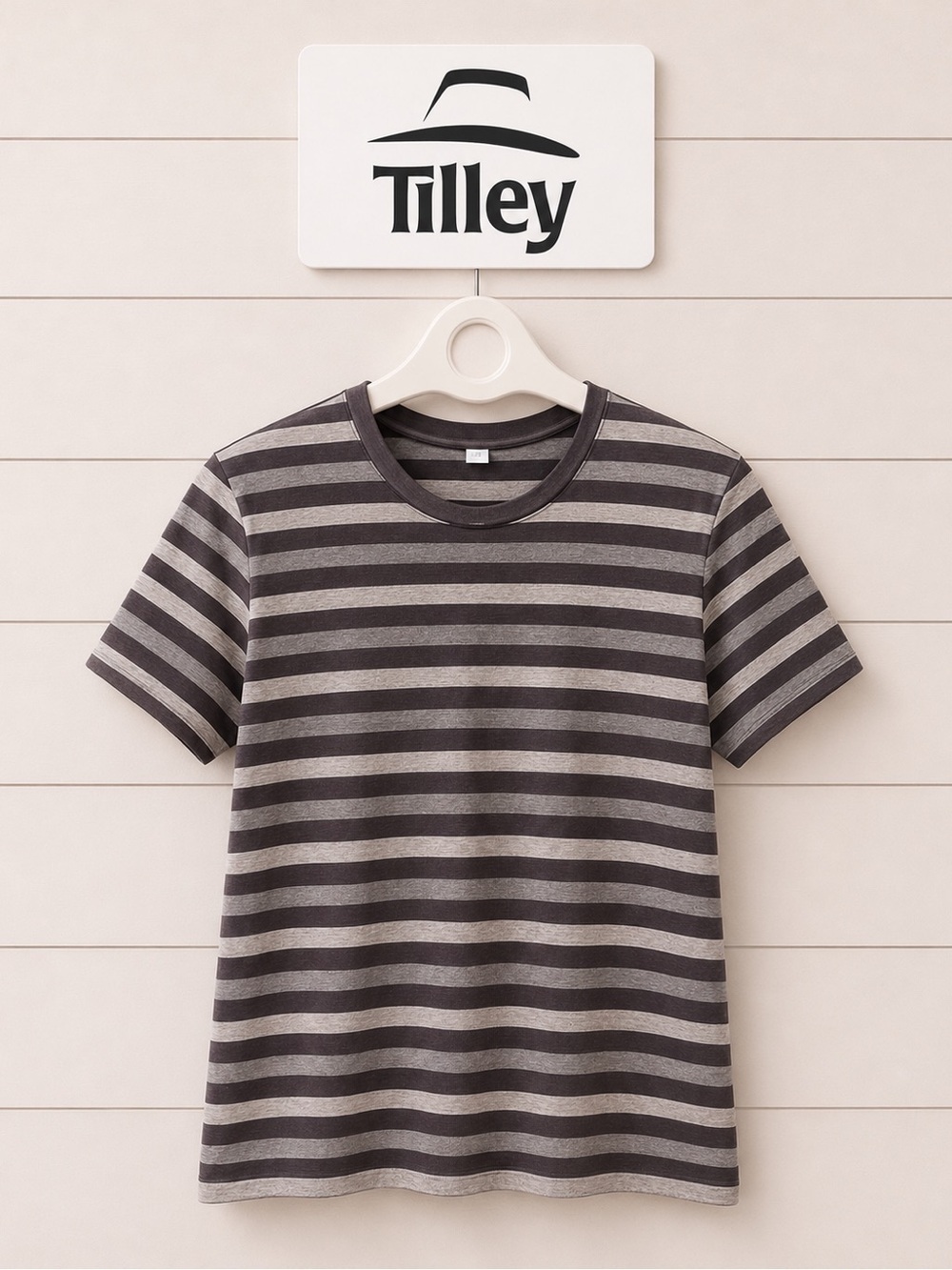 TILLEY Grey Striped T-Shirt Size M